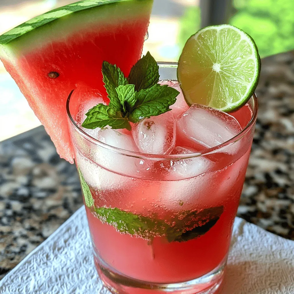 Watermelon Mint Mojito Mocktail Refreshing Drink Recipe
