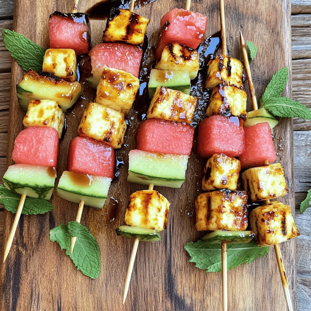 Grilled Watermelon Halloumi Skewers Flavorful Delight