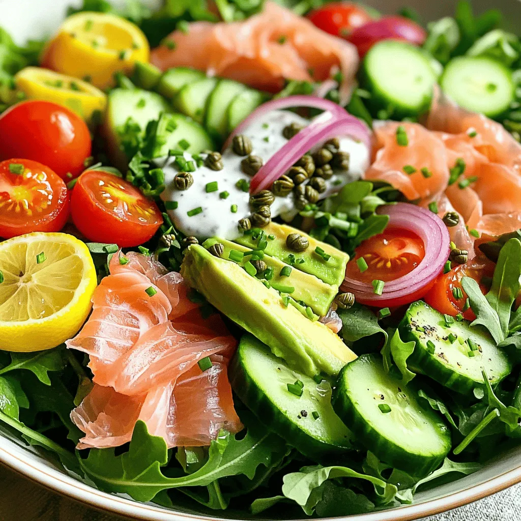 Smoked Salmon Salad with Caper Chive Dressing Delight