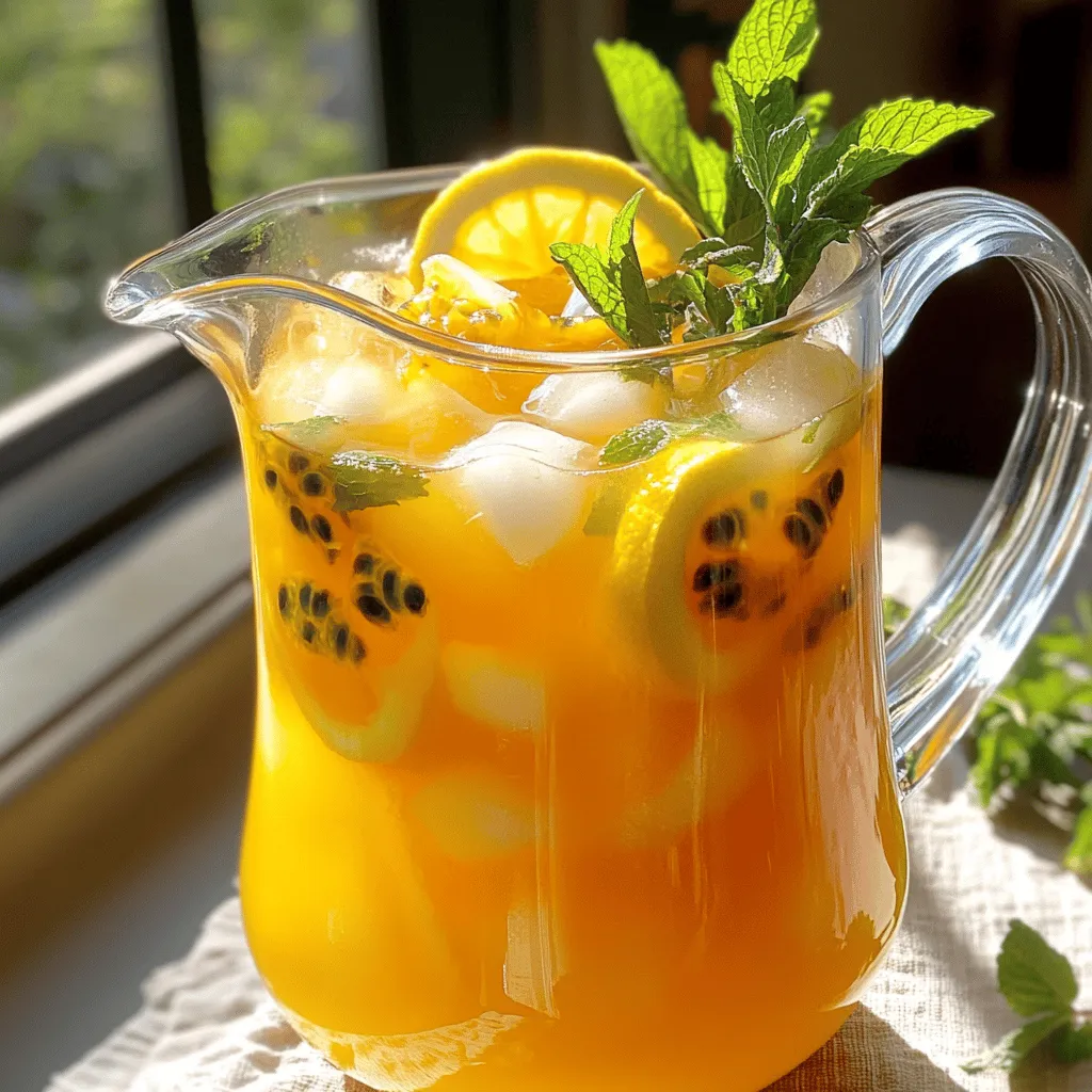 Passion Fruit Mint Iced Tea Refreshing Summer Drink