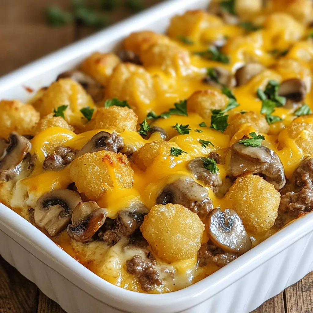 Mouthwatering Mushroom Swiss Burger Casserole Delight
