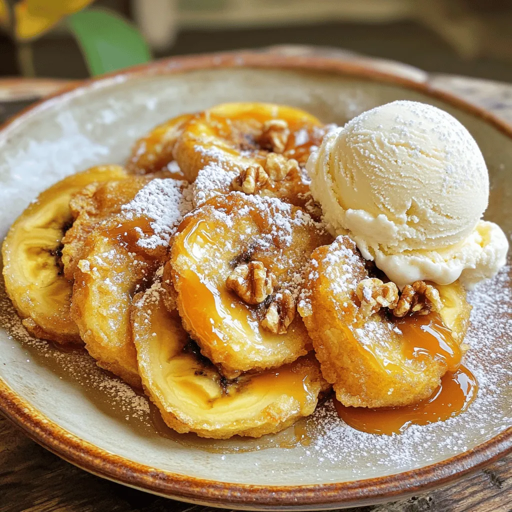 - 3 ripe bananas - 1 cup all-purpose flour - 1 tablespoon cornstarch - 1 teaspoon baking powder - 1/4 teaspoon salt - 1/2 teaspoon ground cinnamon - 1/2 cup cold water - 1/4 cup brown sugar - 2 tablespoons coconut or vegetable oil - Optional: Powdered sugar, chopped nuts, vanilla ice cream