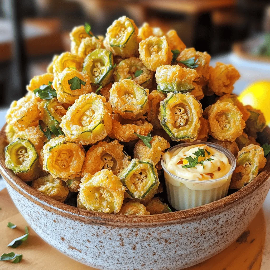 Fried Okra with Spicy Aioli Tasty Crunchy Snack