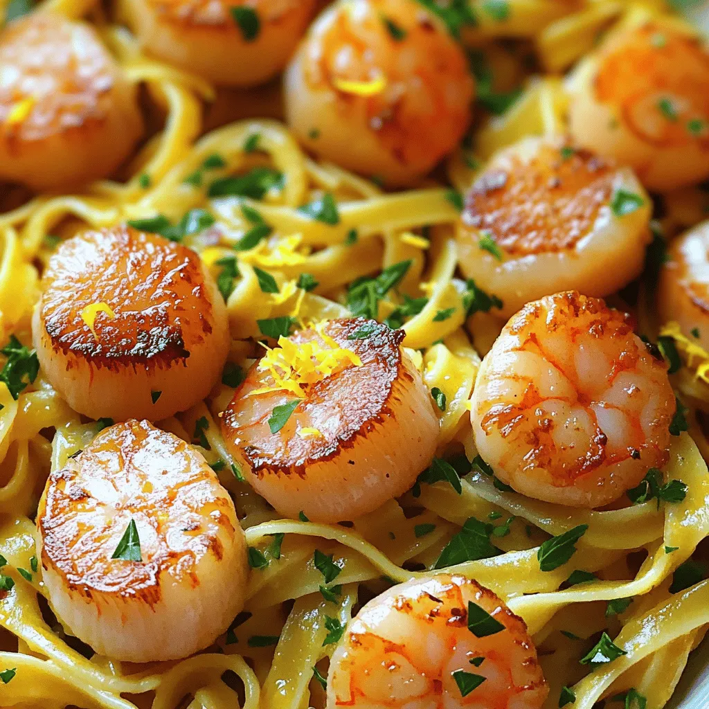 Lemon Garlic Shrimp &#038; Scallop Pasta Delightful Meal