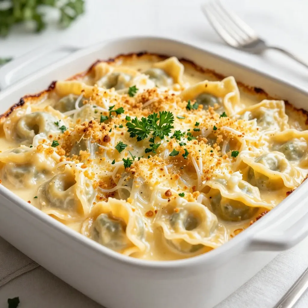 Cheesy Tortellini Alfredo Bake Easy Comfort Dish