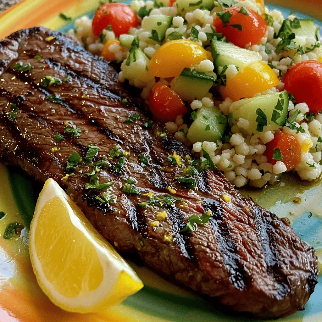 Grilled Skirt Steak with Lemon Herb Couscous Delight