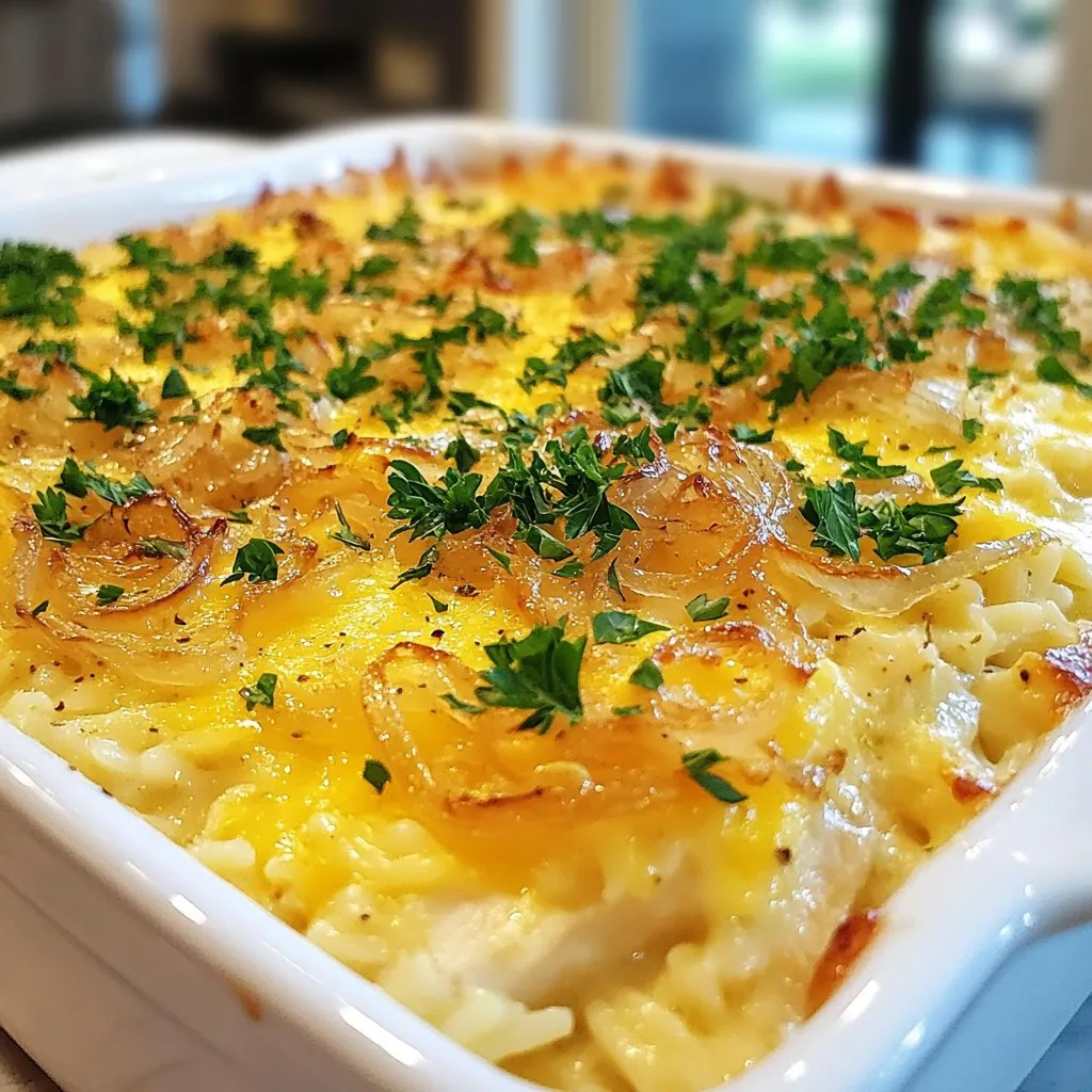 French Onion Chicken Orzo Bake Flavorful Delight