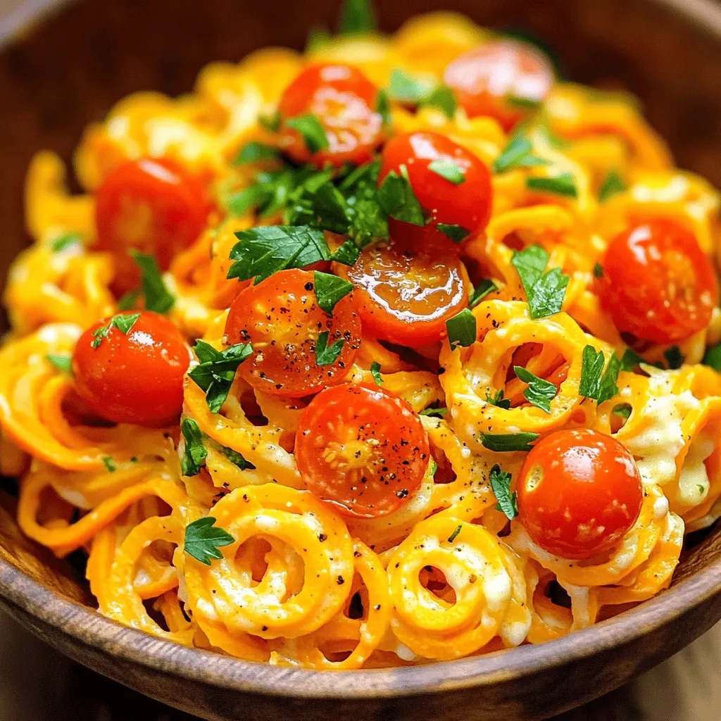 Spiralized Sweet Potato Carbonara Tasty and Simple Dish