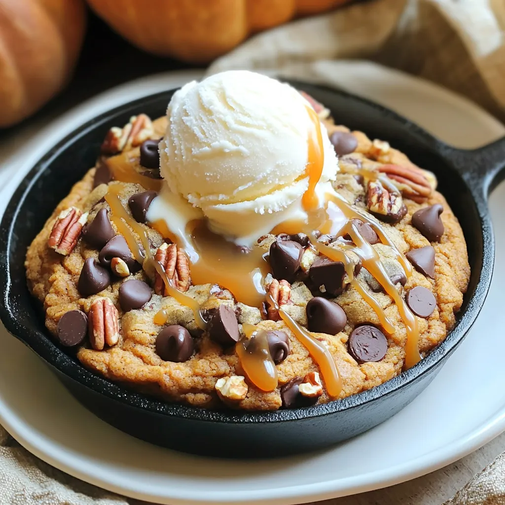 Pumpkin Spice Chocolate Chip Cookie Skillet Delight