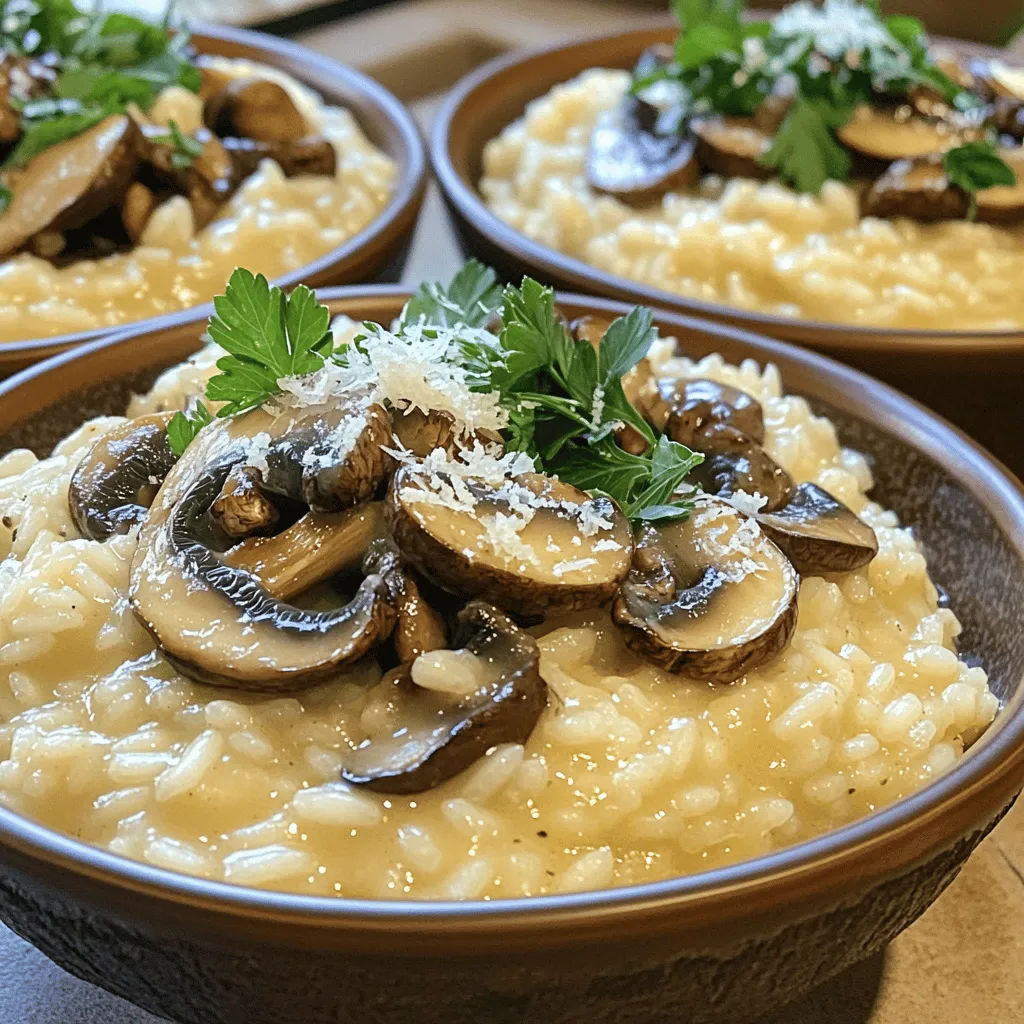 - 1 ½ cups Arborio rice - 1 ½ cups mixed mushrooms (like cremini and shiitake), sliced - 1 cup heavy cream or coconut cream - ½ cup grated Parmesan cheese or nutritional yeast To make this creamy mushroom risotto, the main ingredients are key. Arborio rice is the star. This short-grain rice gives risotto its rich and creamy texture. Mixed mushrooms add depth and umami flavor. You can use any blend you like, but cremini and shiitake work great together. For creaminess, heavy cream is perfect. If you want a vegan option, coconut cream is just as good. Lastly, Parmesan cheese gives that savory touch. Nutritional yeast is a great substitute for a vegan twist. - 1 medium onion, finely chopped - 2 cloves garlic, minced - 4 cups low-sodium vegetable broth - 2 tablespoons extra virgin olive oil - 1 teaspoon dried thyme - Salt and freshly ground pepper to taste - Fresh parsley, chopped (for garnish) The additional seasoning brings life to the dish. Onion and garlic create a flavorful base. They make the kitchen smell amazing too! Olive oil helps to sauté these ingredients, adding richness. Dried thyme gives a lovely herbal note. Salt and pepper allow you to adjust the taste to your liking. Finally, fresh parsley adds a pop of color and freshness to the dish.1. Start by setting your Instant Pot to 