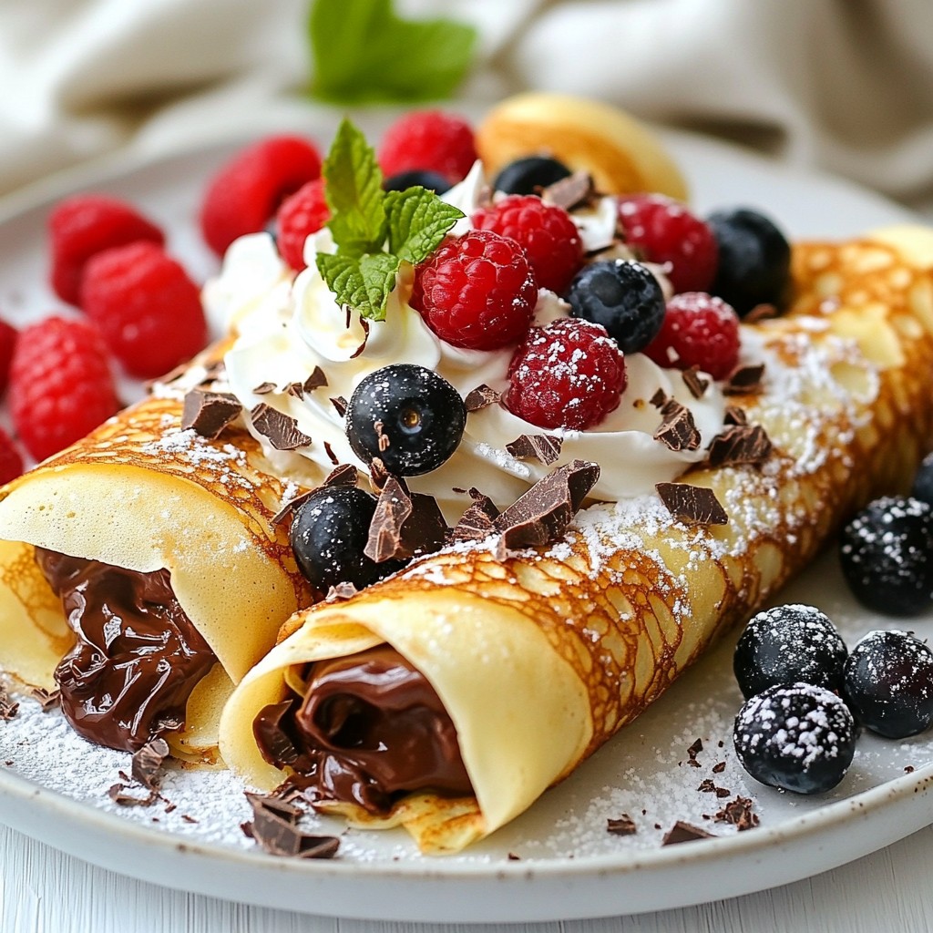 Irresistible Chocolate Filled Rolled Crepes Recipe