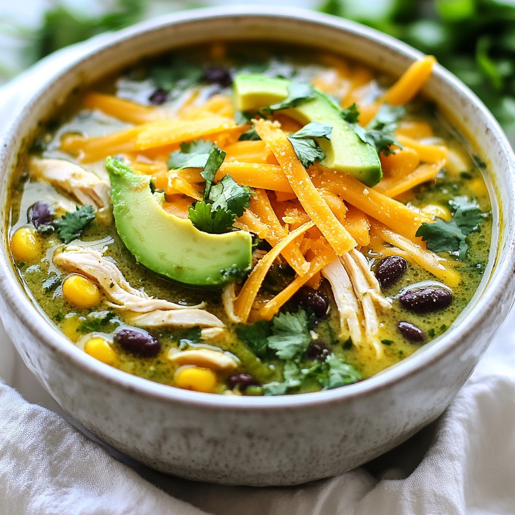 Savory Slow Cooker Green Enchilada Chicken Soup Recipe
