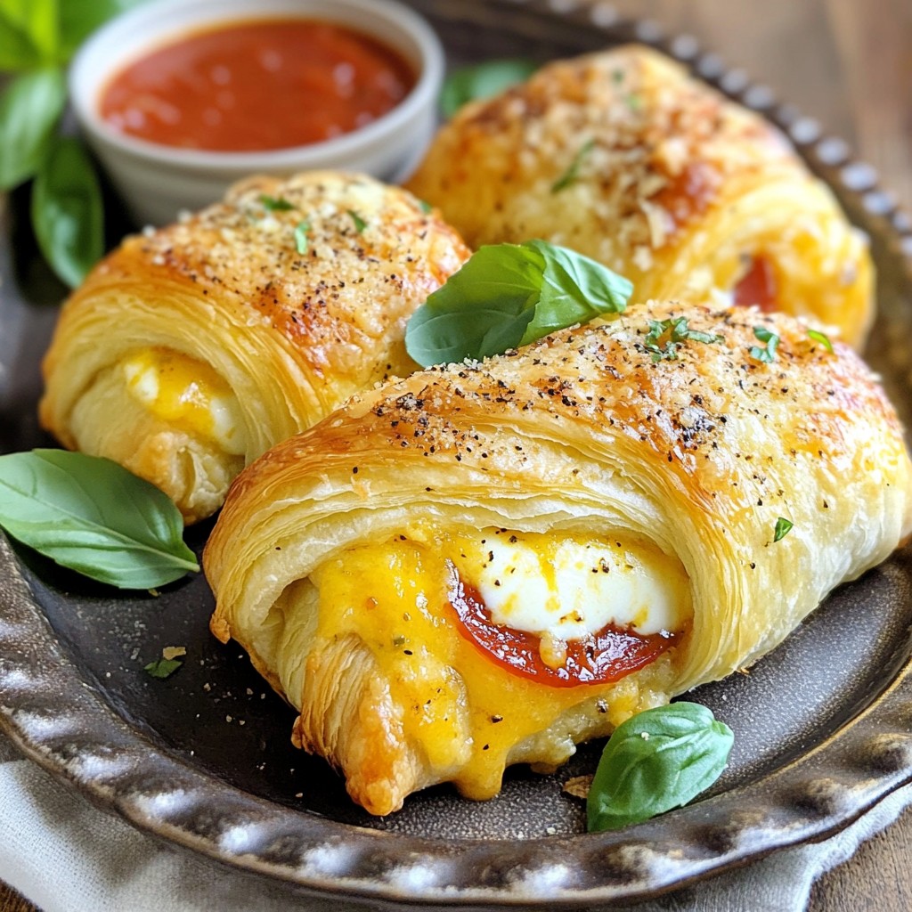 Mozzarella Pepperoni Croissant Rolls Delicious Snack