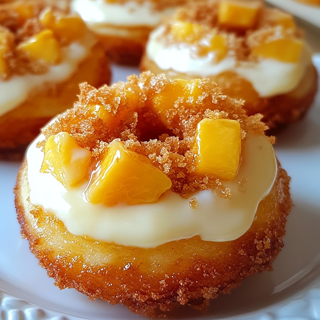 Peach Cobbler Cheesecake Donuts Simple and Delicious