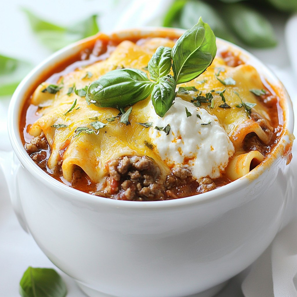 Lasagna Soup with Ricotta and Mozzarella Delight