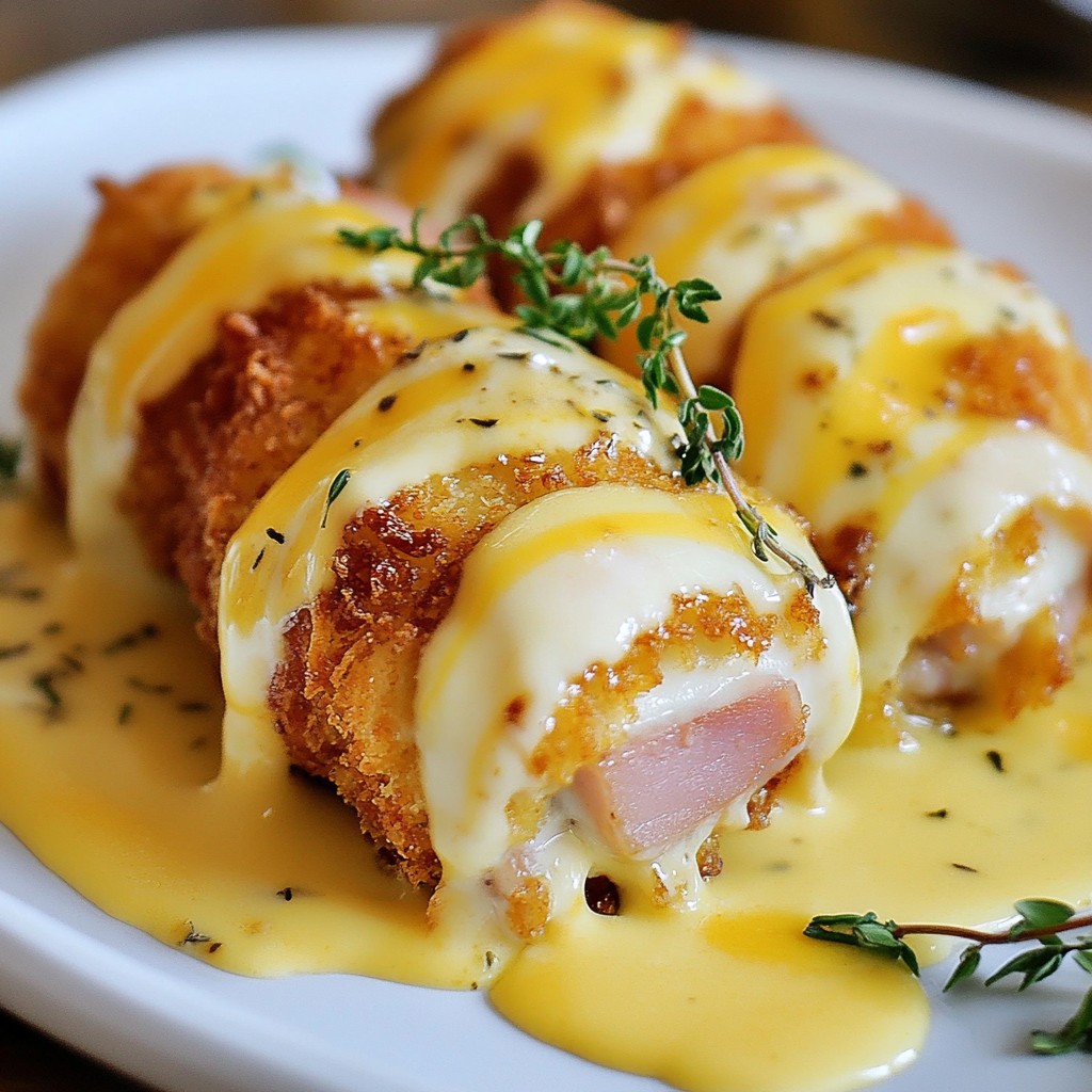 Savory Chicken Cordon Bleu with Swiss Cheese Sauce