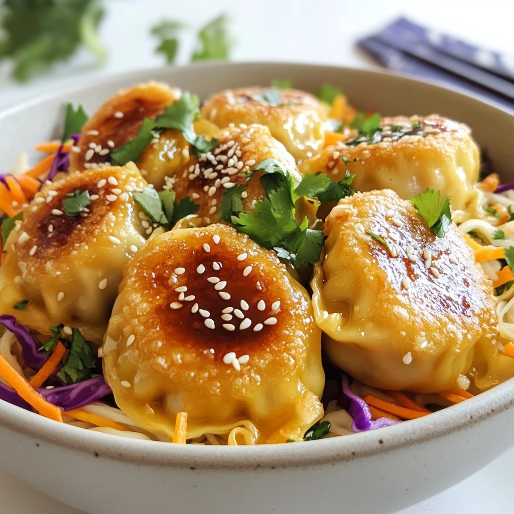 Potsticker Noodle Bowl with Cabbage Slaw Delight